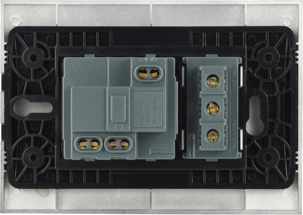 KIT PRESA BIVALENTE-ITALIANA/TEDESCA CON SUPPORTO E PLACCA ELECTRALINE Colore nero - ELECTRALINE
