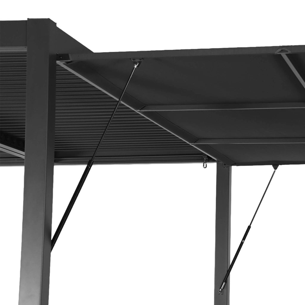 Pergola bioclimatica 3x4m in alluminio e acciaio + tenda 4m, antracite