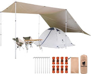 Tenda da campeggio grande 17 × 10 ft, tarp, outdoor, lettino da campeggio impermeabile e resistente alle fiamme, protezione da pioggia e insetti, zaino da campeggio, tenda, riparo a tarp per escursioni, viaggi, picnic.