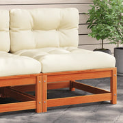 Divano Angolare Giardino Cuscini-Sofa da Giardino-Divanetto da esterno Marrone Cera Massello di Pino 209240