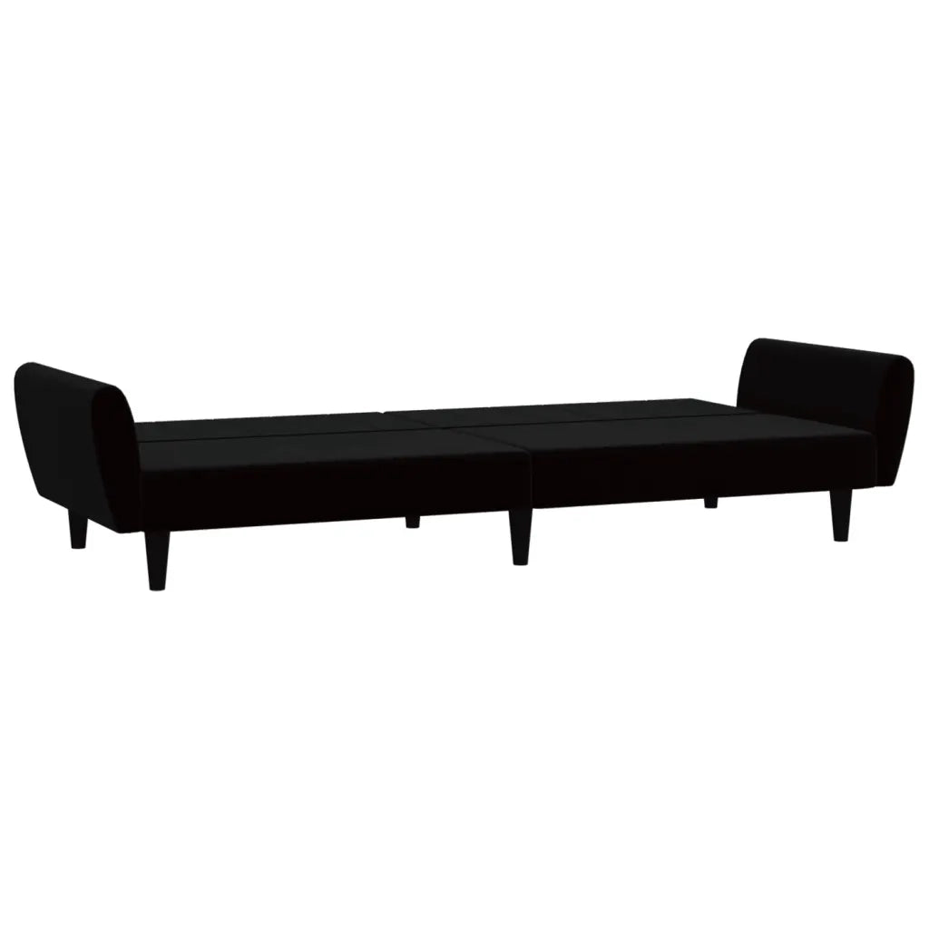 Divano Letto a 2 Posti Nero in Velluto 375863