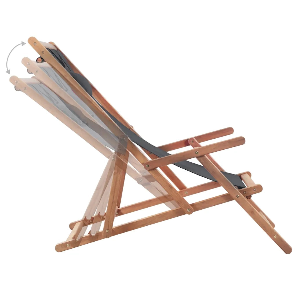 Sdraio da Spiaggia Pieghevole Telaio in Legno e Tessuto Grigio CFW8598884