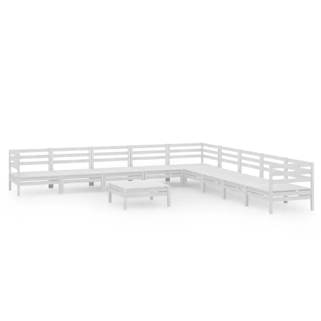 Set Salotto da Giardino 10 pz in Legno Massello di Pino Bianco 3083120