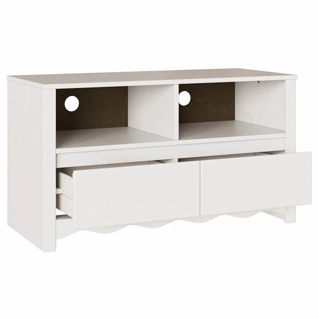 Mobile TV Drammen Bianco 99 x 43 x 55 cm Legno massello di pino 42003043