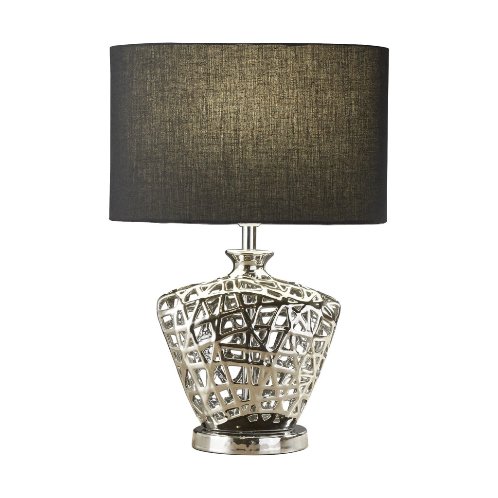 Lampada Da Scrivania Contemporanea Rete Metallo Cromo 1 Luce E27