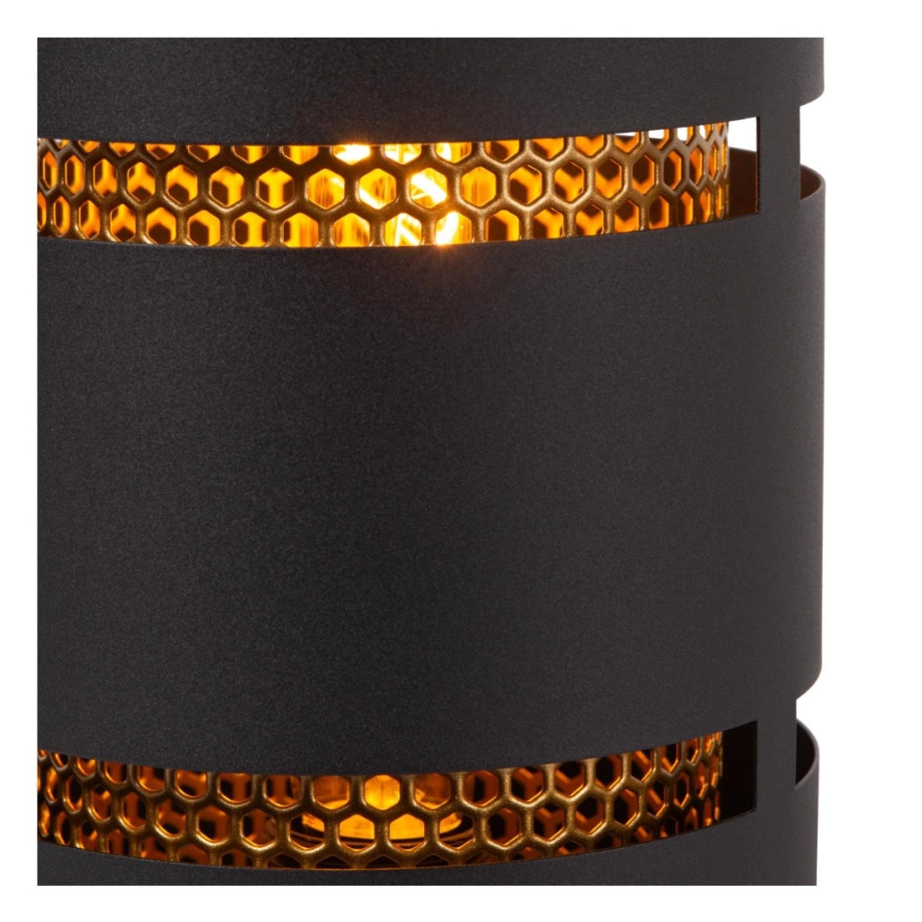 Lampada da tavolo tubo metallo nera oro E27 Rosas Lucide