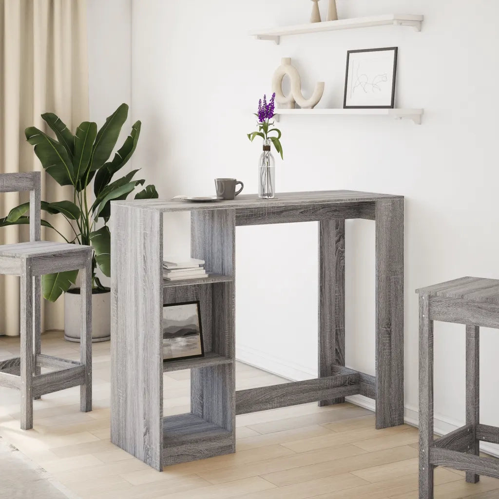 vidaXL Tavolo Bar con Ripiano Grigio Sonoma 124x46x103,5cm Multistrato