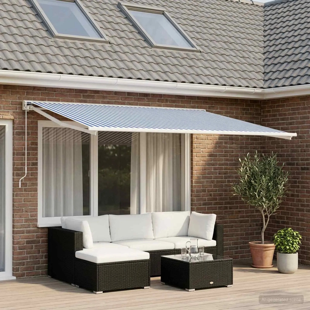 Telo di ricambio per tenda da sole Blu e Bianco 400 x 200 cm 3444180