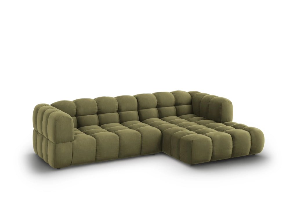 Cosmopolitan Design - Divano angolare modulare destro "Sky" 4 posti in velluto verde chiaro 