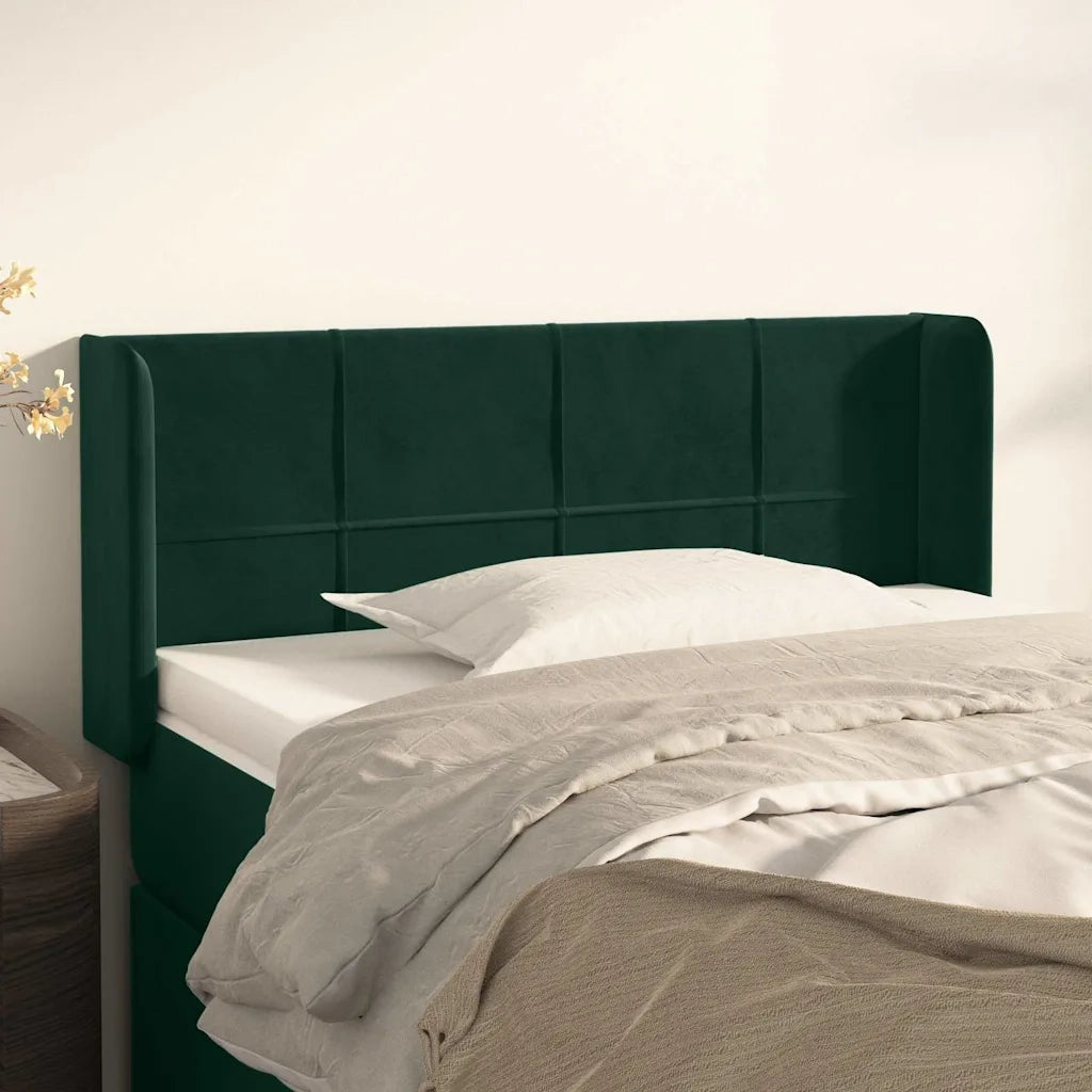 Testiera | Testata ad Orecchio Verde Scuro 93x16x78/88 cm in Velluto