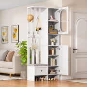 Set Ingresso con Scarpiera, Appendiabiti e Panca con Cuscino ¨C MINIMAL ¨C Bianco, 85x33.5x200