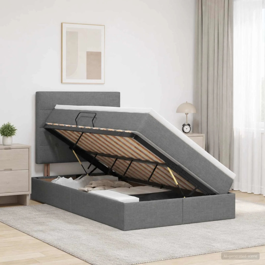 Letto con contenitore e materasso Grigio Scuro 120 x 200 cm 3459496