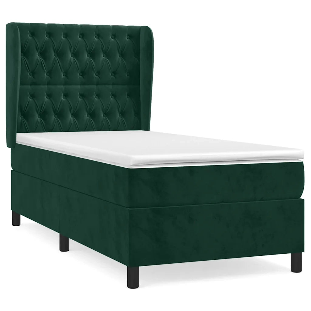 Giroletto a Molle con Materasso Verde Scuro 90x190 cm Vellutocod mxl 122238