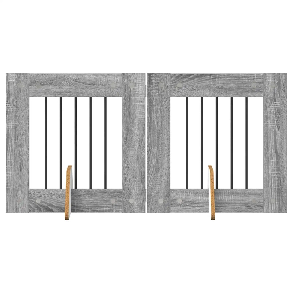 Cancello per cani con supporti 2 pcs Grigio Sonoma 60 x 60 cm