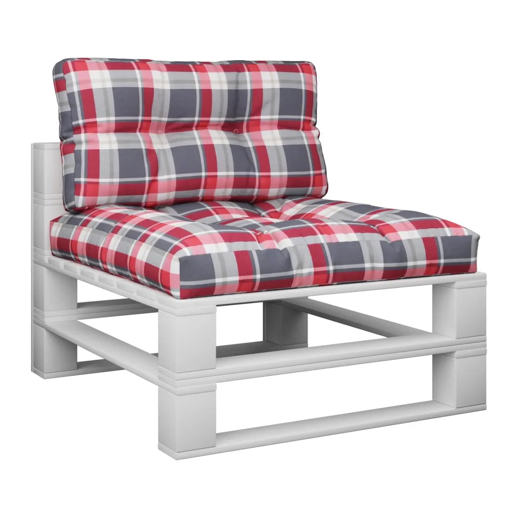 Cuscini per Pallet 2 pz Rossi a Quadri in Tessuto 360702