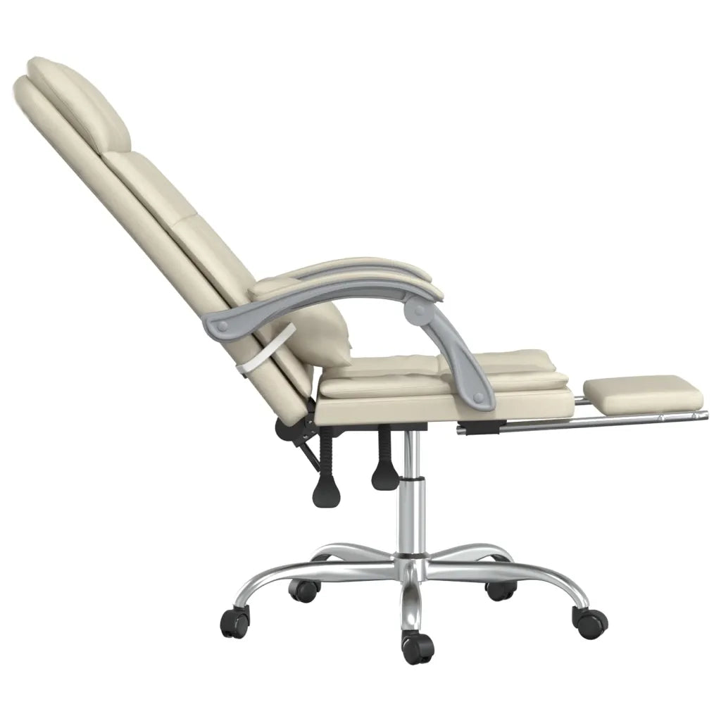 Poltrona da Ufficio Massaggiante Reclinabile Crema Similpelle cod mxl 9344