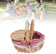 Borsa da picnic riet - Maniglia ripiegabile - Coperchio doppio apertura - Rivestimento rimovibile - Ambientalmente puro - Ideale per attività all'aperto - Borsa da trasporto