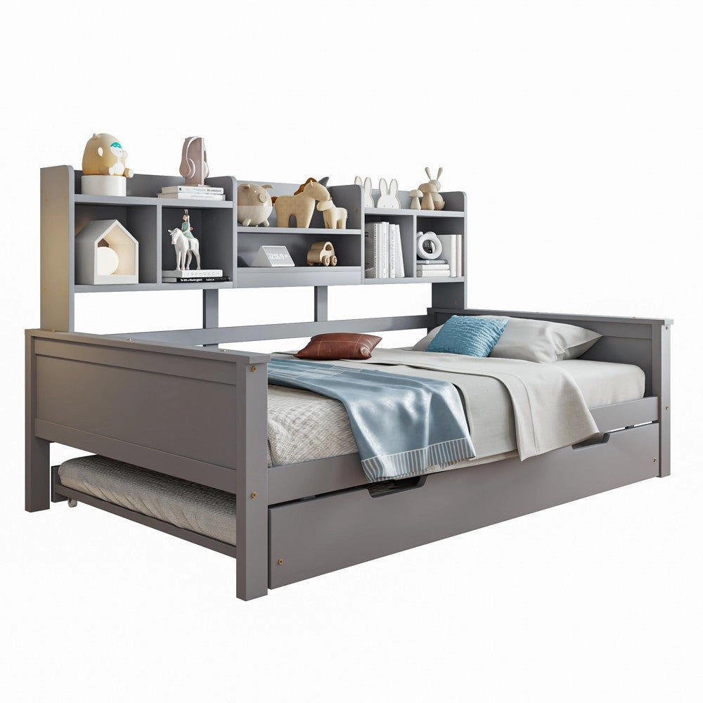 Letto Singolo Contenitore con Rete a Doghe ¨C MINIMAL ¨C Pino Massello Grigio 90x200