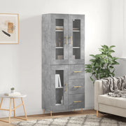 Credenza-Buffet-Armadio da cucina Grigio Cemento 69,5x34x180 cm in Legno Multistrato 730047