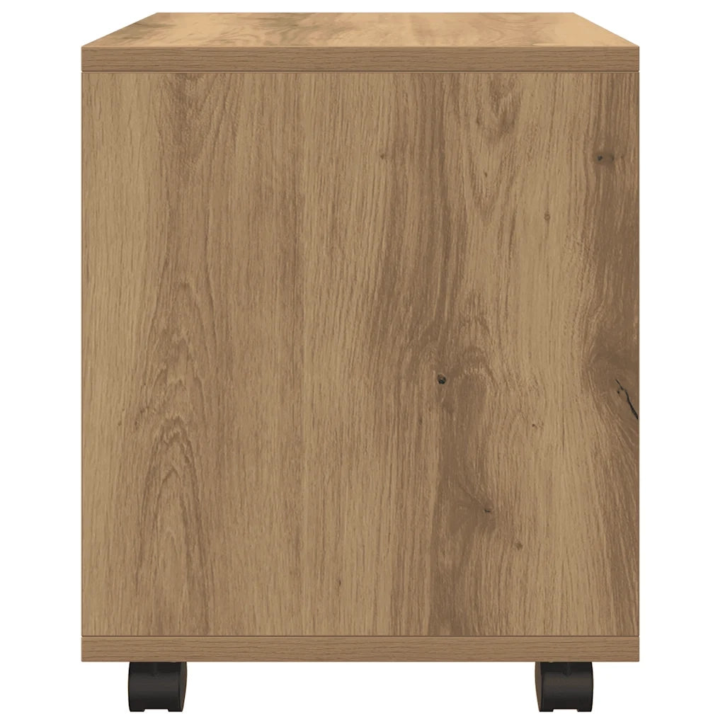 Mobiletto con Ruote Rovere Artigianale 37x33x42,5 cm Truciolato 853136