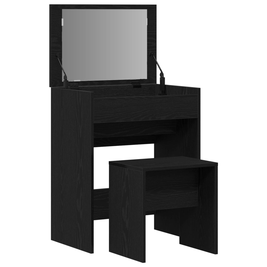 Tavolo da trucco con specchio in legno ingegnerizzato nero