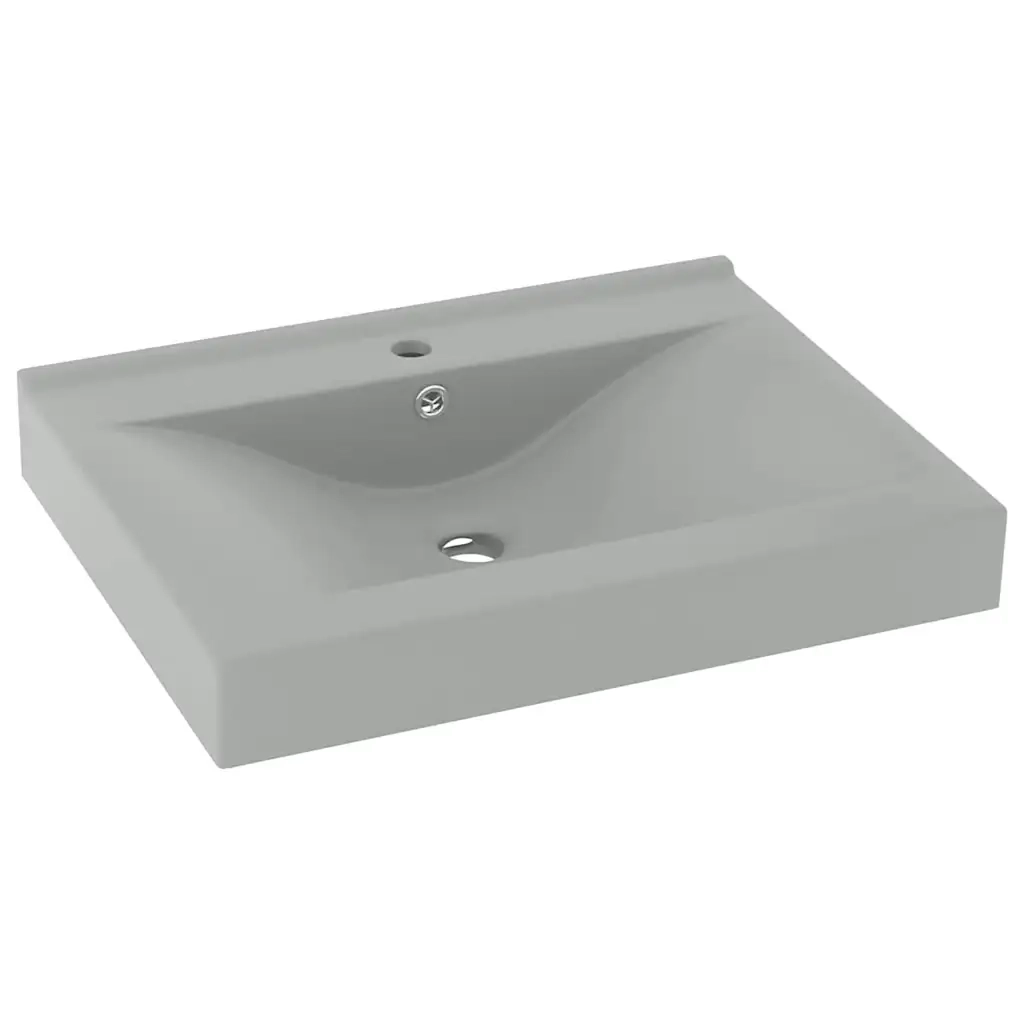 Lavabo con Foro Rubinetto-Lavandino-Lavello Grigio Chiaro Opaco 60x46 cm Ceramica