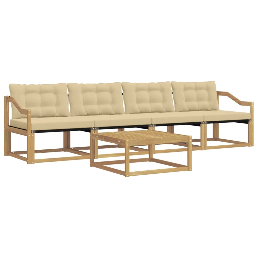 Set di divani da esterno 5 pcs Bianco e Beige 79 x 79 x 37 cm 3388407