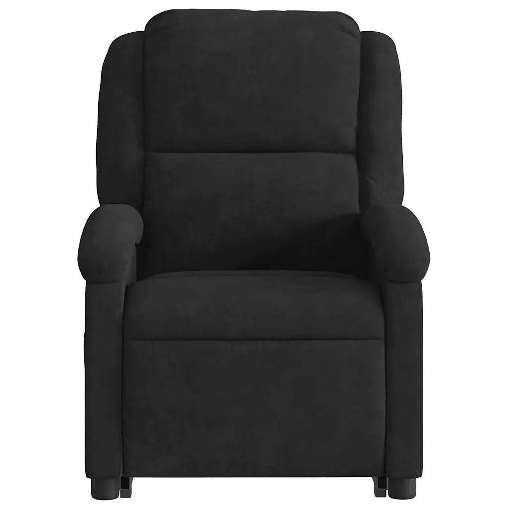 Poltrona Alzapersona Massaggi Elettrica Reclinante Nera Velluto 3204339