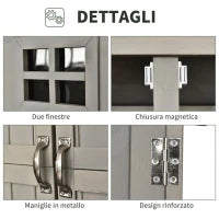 Casetta da Giardino Legno con Porta Doppia, Mensole e Finestre, 127.5x50x164cm