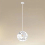Trade Shop - Lampadario A Sospensione Mappamondo E27 In Metallo Bianco Sfera Globo Sospeso 33931 -