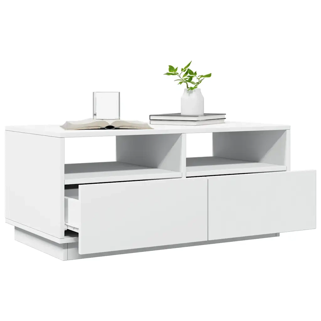 Tavolino da salotto | Tavolino da caff¨¨ | Tavolino da Soggiorno con Luci LED Bianco 90x49x40 cm