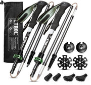 Trekkingstocchi Ultra Leggeri in Carbonio, Astucciabatteria con Chiusura Rapida Flip Lock, Manubrio in Eva, 4 Paia di Paraurti in Gomma e 2 Tasche Portaaccessori