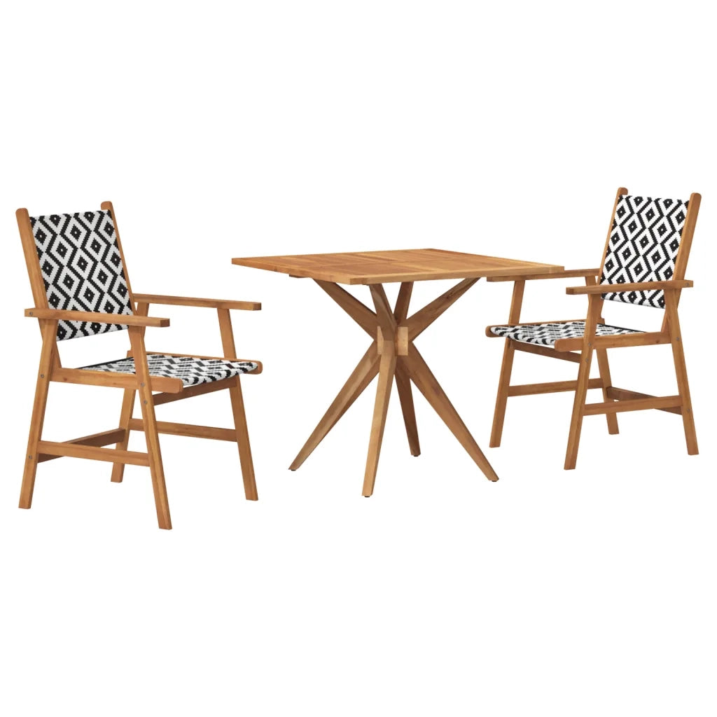 vidaXL Set da Pranzo per Giardino 3 pz in Legno Massello di Acacia