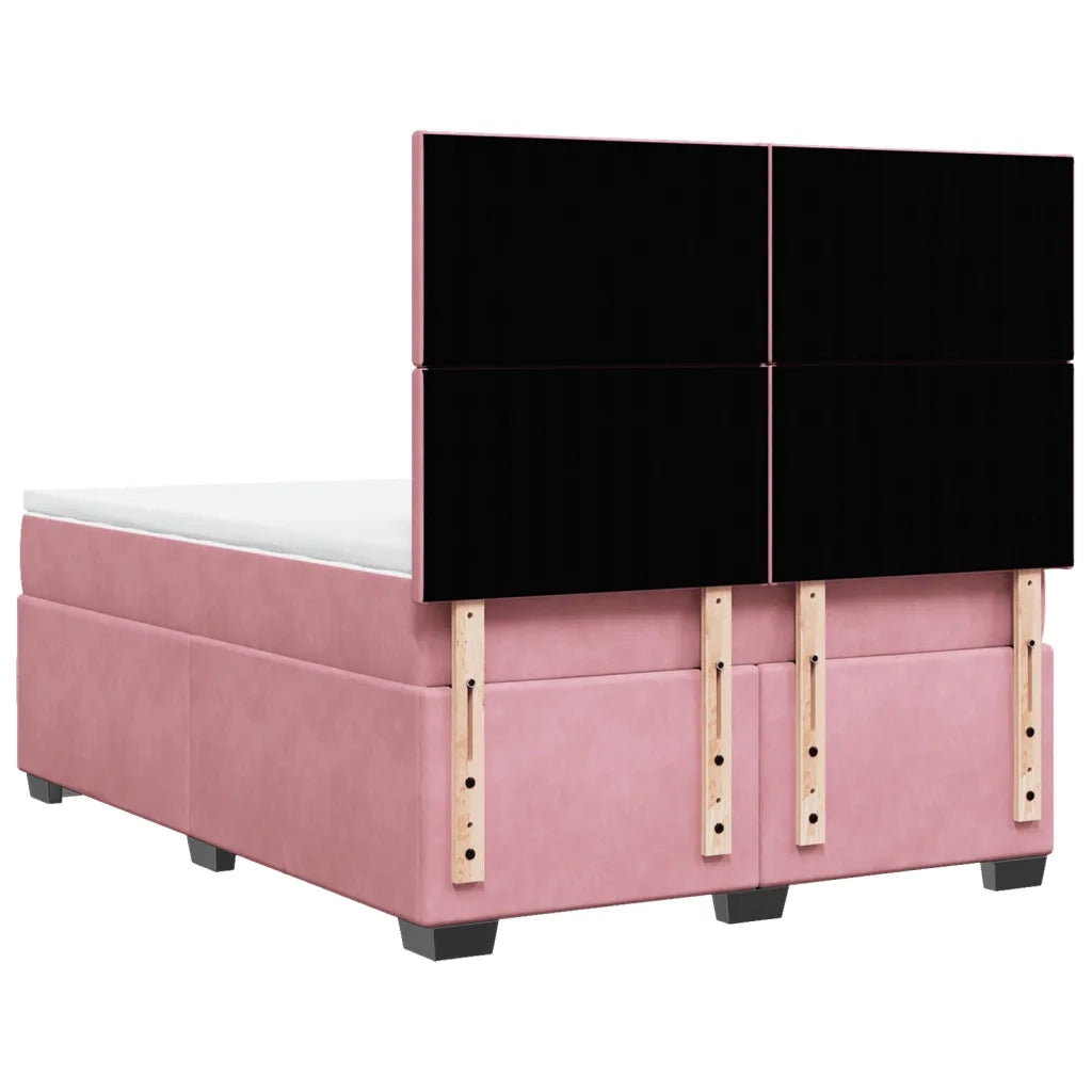 Giroletto a Molle con Materasso Rosa 140x190 cm in Velluto