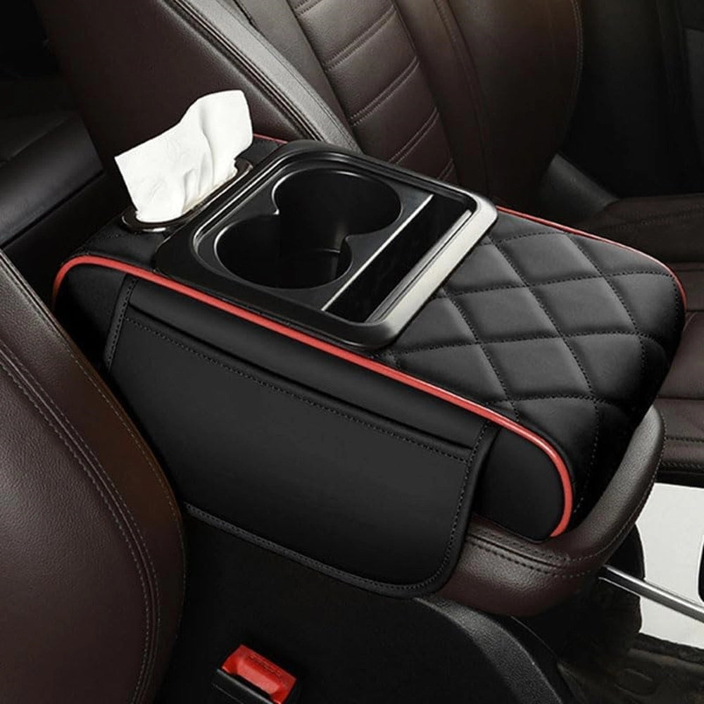 Trade Shop - Cuscino Auto Antiscivolo Imbottitura Impermeabile Copri Bracciolo Con Tasca Portaoggetti -