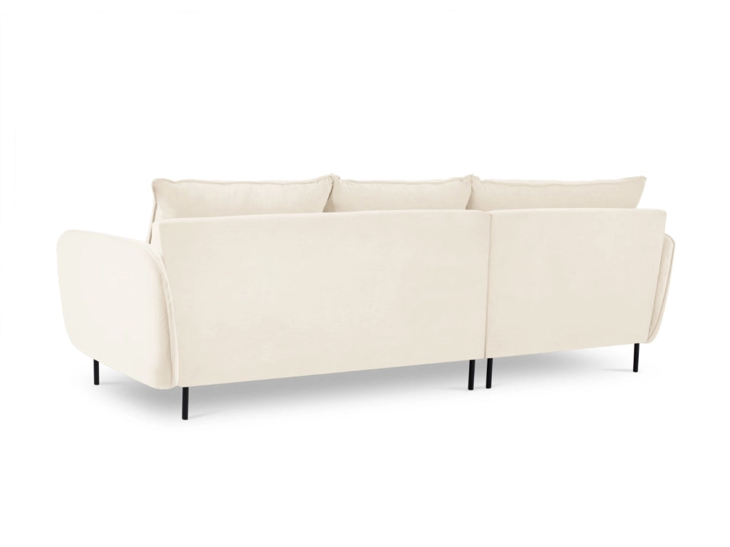 Cosmopolitan Design - Divano angolare sinistro "Vienna" 5 posti in velluto beige chiaro 