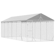 Cuccia/gabbia/recinto/zaino per animali da esterno con tetto argentato 3 x 9 x 2,5 m Argento 02_0041903