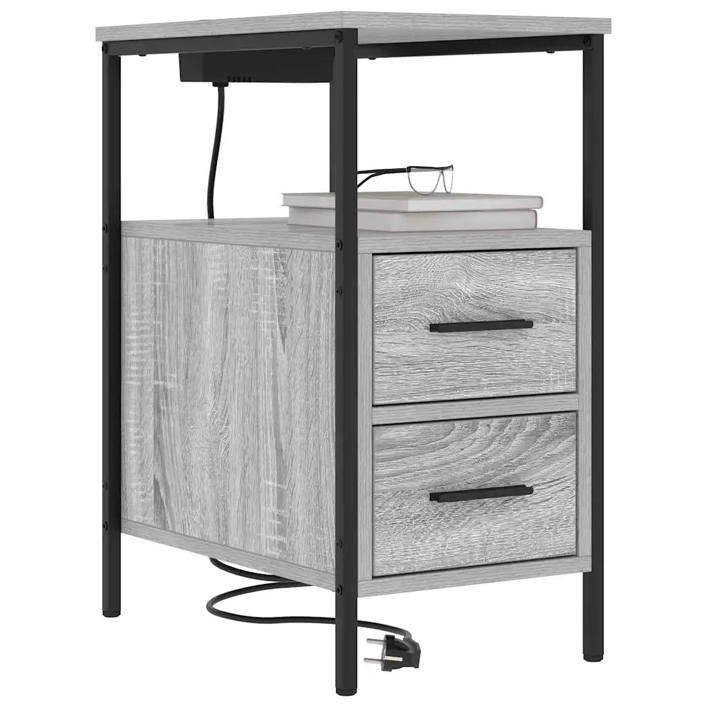 vidaXL Armadio da Notte con cassetto Grigio sonoma 30 x 48 x 61 cm