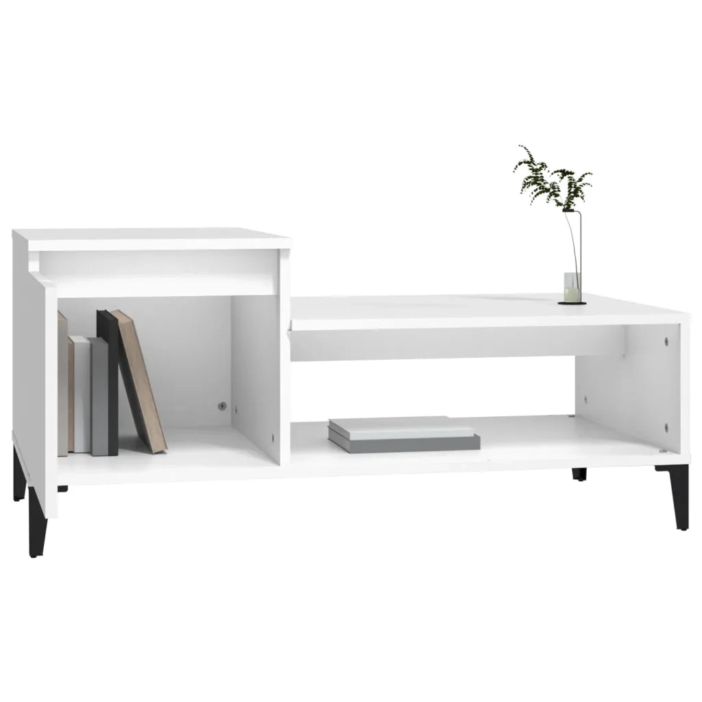 Tavolino da Salotto Bianco 100x50x45 cm in Legno Multistrato 821132