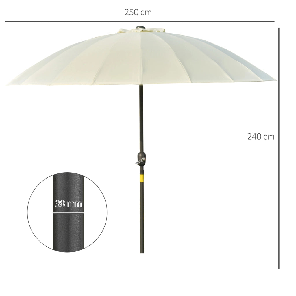 Parasole da giardino rotondo inclinabile ¨C zephmum ¨C 2.5 m beige metallo fibra di vetro