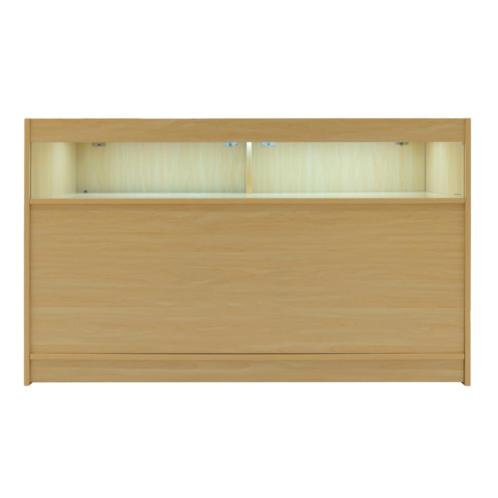Bancone LED B1500 Acero con 1 Ripiano a Vista e 2 Ripiani Chiusi
