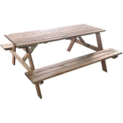 SET TAVOLO + PANCHE LEGNO PIC-NIC EURO DOMUS - PINO IMPREGNATO CM 180X150 H.CM 75- 1 confezioni