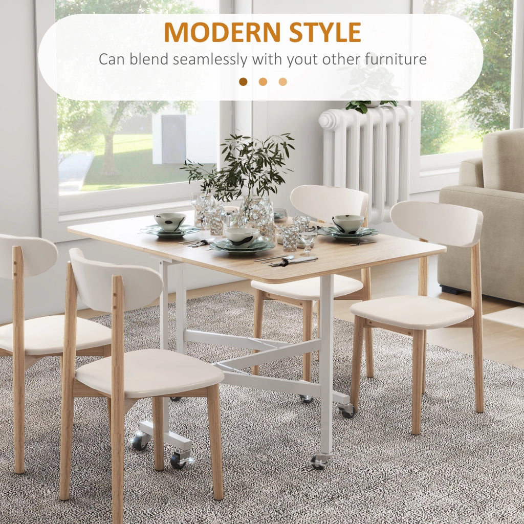 EasyComfort Tavolo Pieghevole Moderno a 2 Ribalte con Rotelle in MDF e Acciaio, 120x80x73cm, Marrone