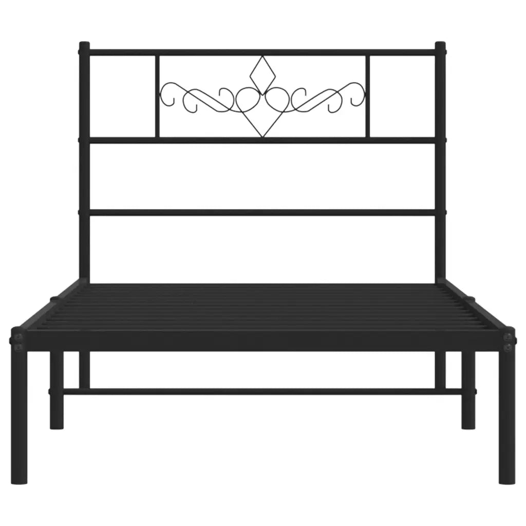 Giroletto con Testiera-Struttura Letto con testiera in Metallo Nero 90x200 cm 224776
