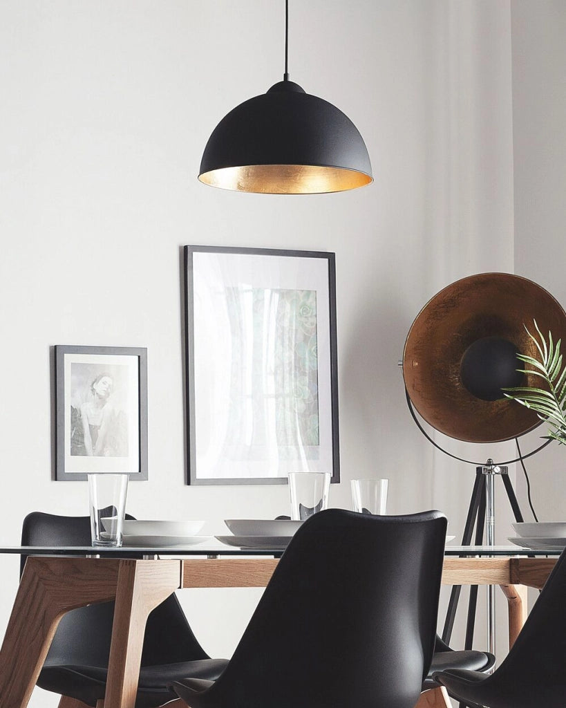 Lampada da soffitto nera Mezza Globo Metallo Industriale Moderna
