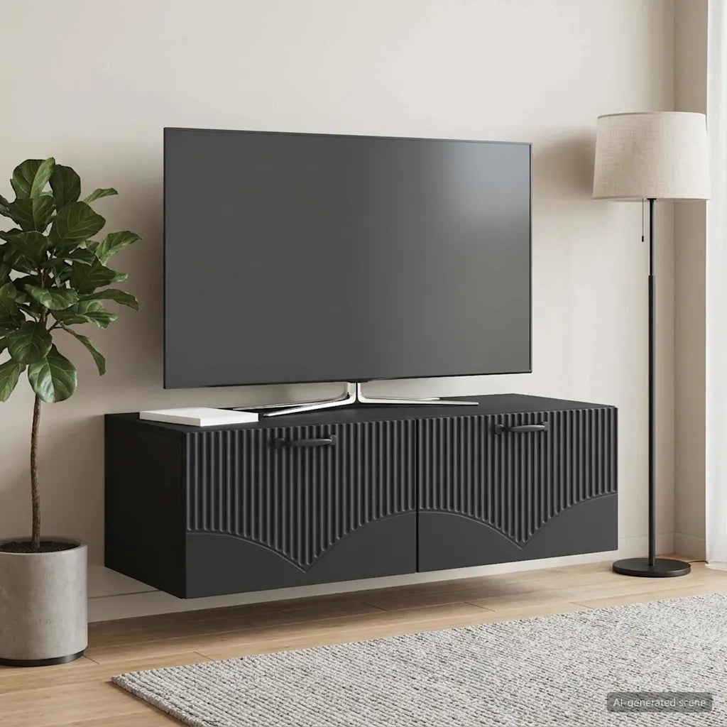Mobile Porta TV da Muro Montaggio a parete Nero 98 x 41 x 30 cm 899036