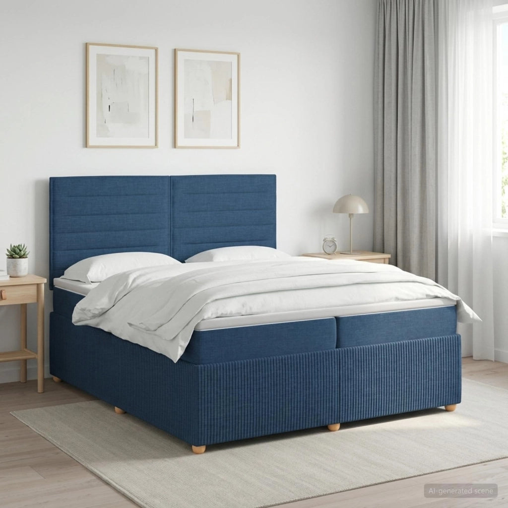 Letto box spring con materasso Blu 200 x 200 cm Tessuto 3454472