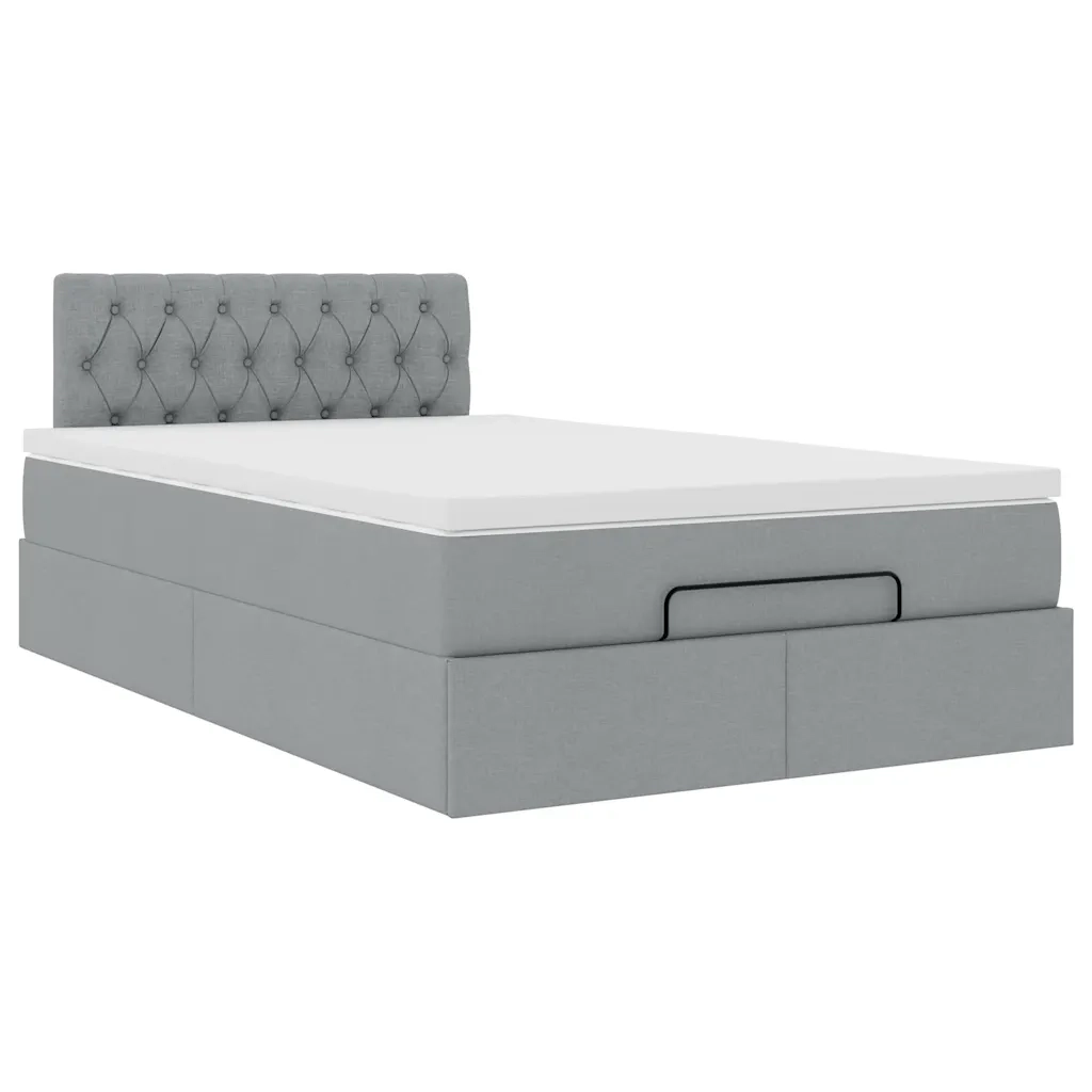 Pouf Letto con Materasso Grigio Chiaro 120x190 cm in Tessuto 3311525