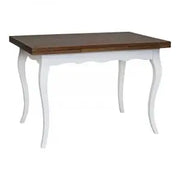 Tavolo allungabile Shabby chic piano noce scuro e base ondulata bianca gambe provenzali
