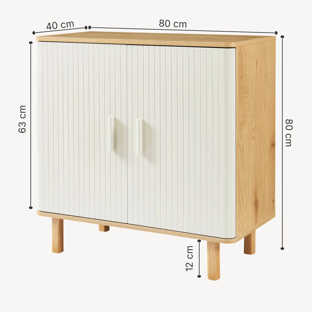 Credenza Ferrersp a 2 Ante Mobile Contenitore 80 x 80 x 40 cm - Effetto Rovere / Avena Oatmeal [en.casa]